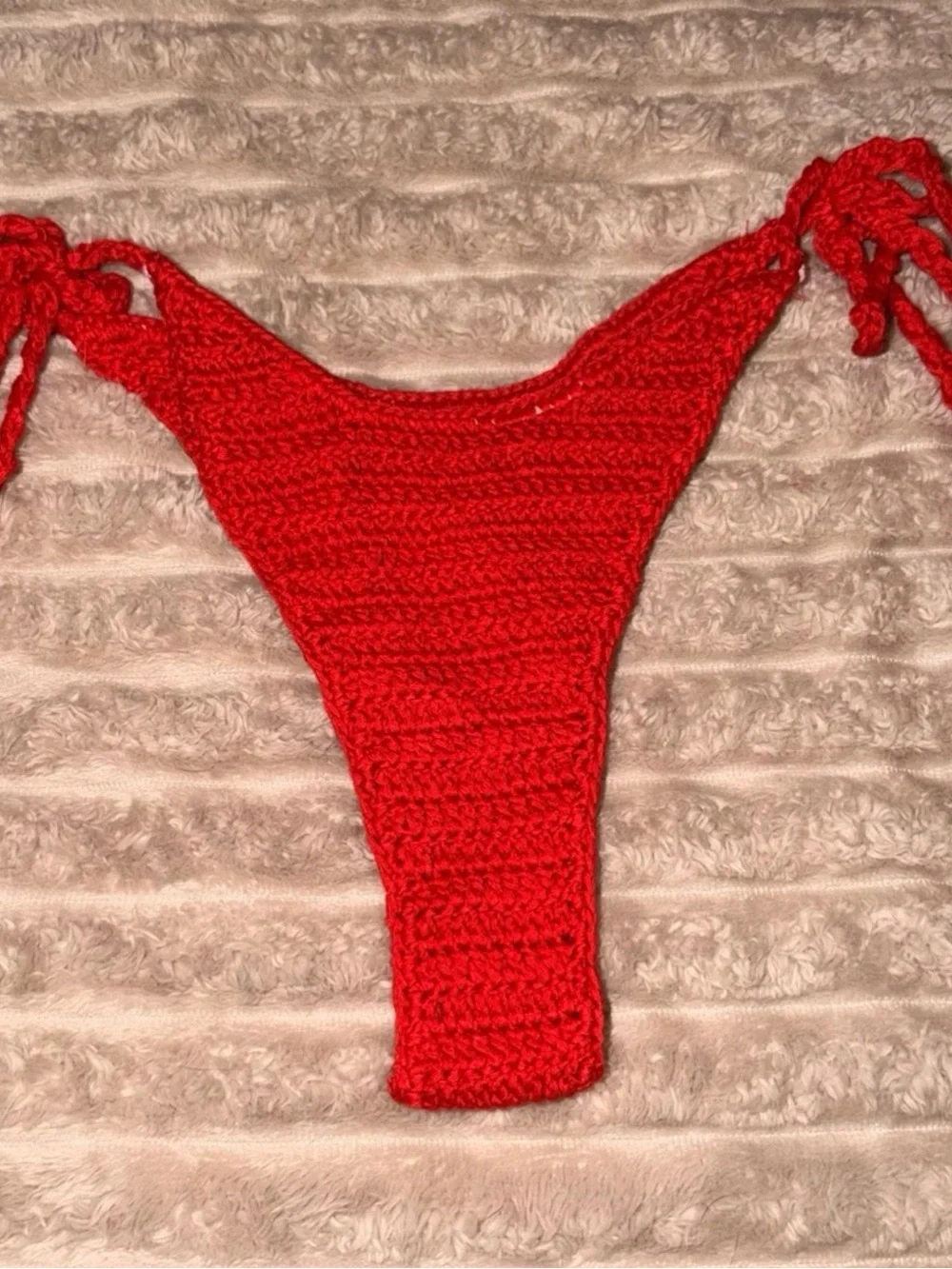 Red Watermelon Crochet Bikini Set - Women's Tie Side Swimwear